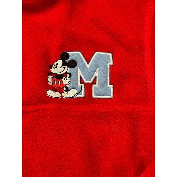 Disney Mickey Mouse Women’s Fleece Pullover Red 1/4 Zip Jacket Sz Med - Picture 3 of 6